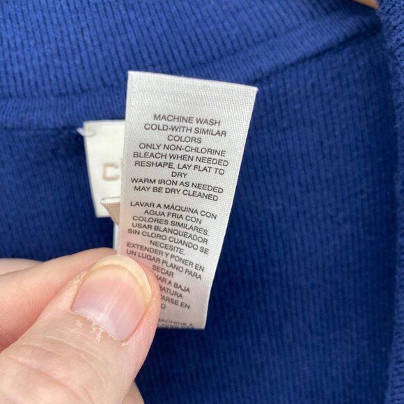 Chicos Sweater Womens 1 US Medium Blue Striped Cardigan Reversible Open Front - Picture 7 of 10